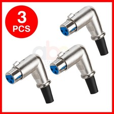 3 Pack 90 Degree XLR 3 Pin Female Connector Right Angle Microphone Cable Jack