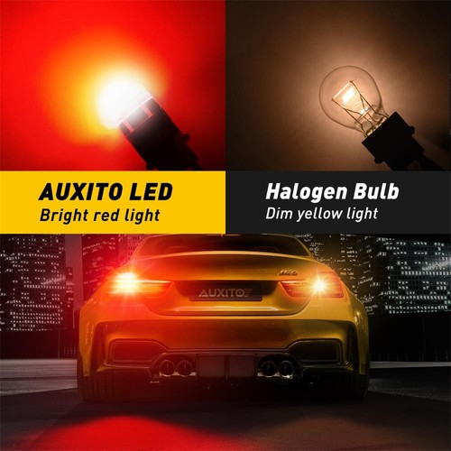 AUXITO 3157 3156 Red LED No Flashing Brake Tail Light/ Stop Parking Bulbs CANBUS - Picture 7 of 9