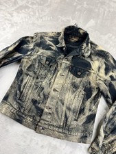 Levi's Jacket Mens Medium Black Denim Trucker Distressed Bleach Splatter Grunge