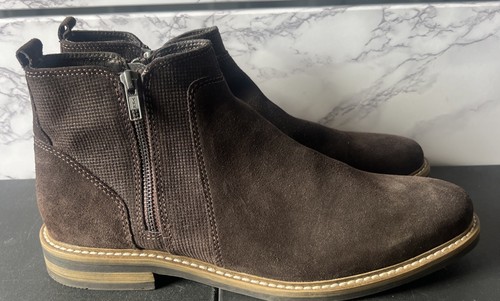 Mens Size 11 US Alfani Jayce Brown Cognac Leather Side Zip Ankle Boots - Picture 3 of 8