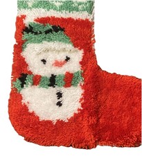 Handmade Latch Hook Multicolor Festive Snowman Christmas Stocking Large Size L