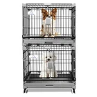 Homey Pet Two Tiers Puppy Crates 24 Inch w/Top Open, Stackable Dog Kennel Indoor