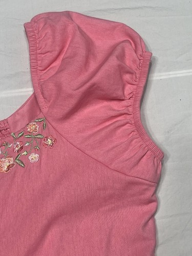 Blueberri Blvd Boutique Dress Lg Pink Embroidered Puff Sleeve Ruffle Midi Lined - Picture 11 of 12