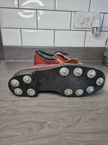 Leather Mens Golf Shoes Champ Metal Spikes Size UK 7 40/41 Brown Leather Vintage - Picture 4 of 11