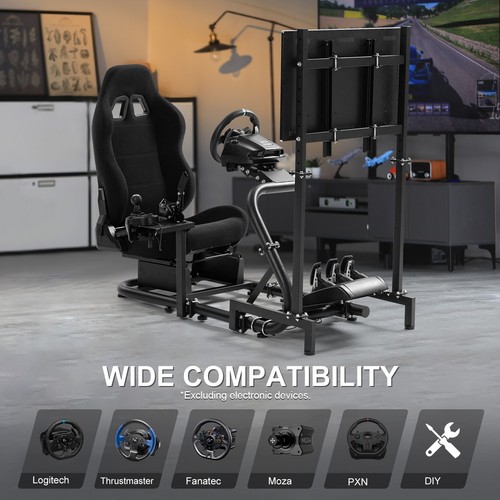 Marada Racing Simulator Cockpit Radständer mit Sitz Fit Logitech G29 G920 G923 - Picture 70 of 71