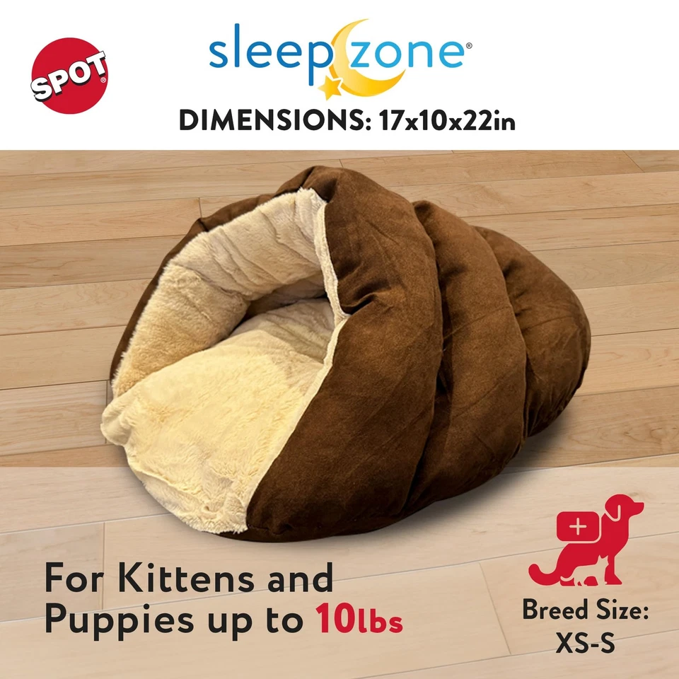 Cama de felpa para mascotas Cueva Cuddle para gatos y perros pequeños 22x17x10 pulgadas lavable a máquina Foto 4 de 4