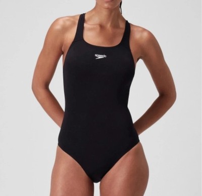 Speedo Endurance+ Medalist Damen Badeanzug AF schwarz neu mit Etikett Schwimmkostüm MwSt