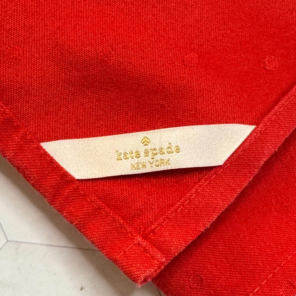 Kate Spade Cranberry Red Larabee Dot 70x104" Tablecloth Christmas Valentines EUC - Image 2 of 4