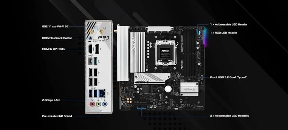 ASRock B650M Pro RS WiFi (B650 AM5 MicroATX) DDR5 Motherboard NEW! - Image 3 of 4