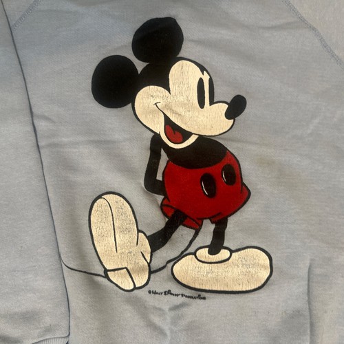 VINTAGE Disney Casuals Mickey Mouse Sweatshirt Womans. Large Light Blue Knit 80s - Picture 2 of 14
