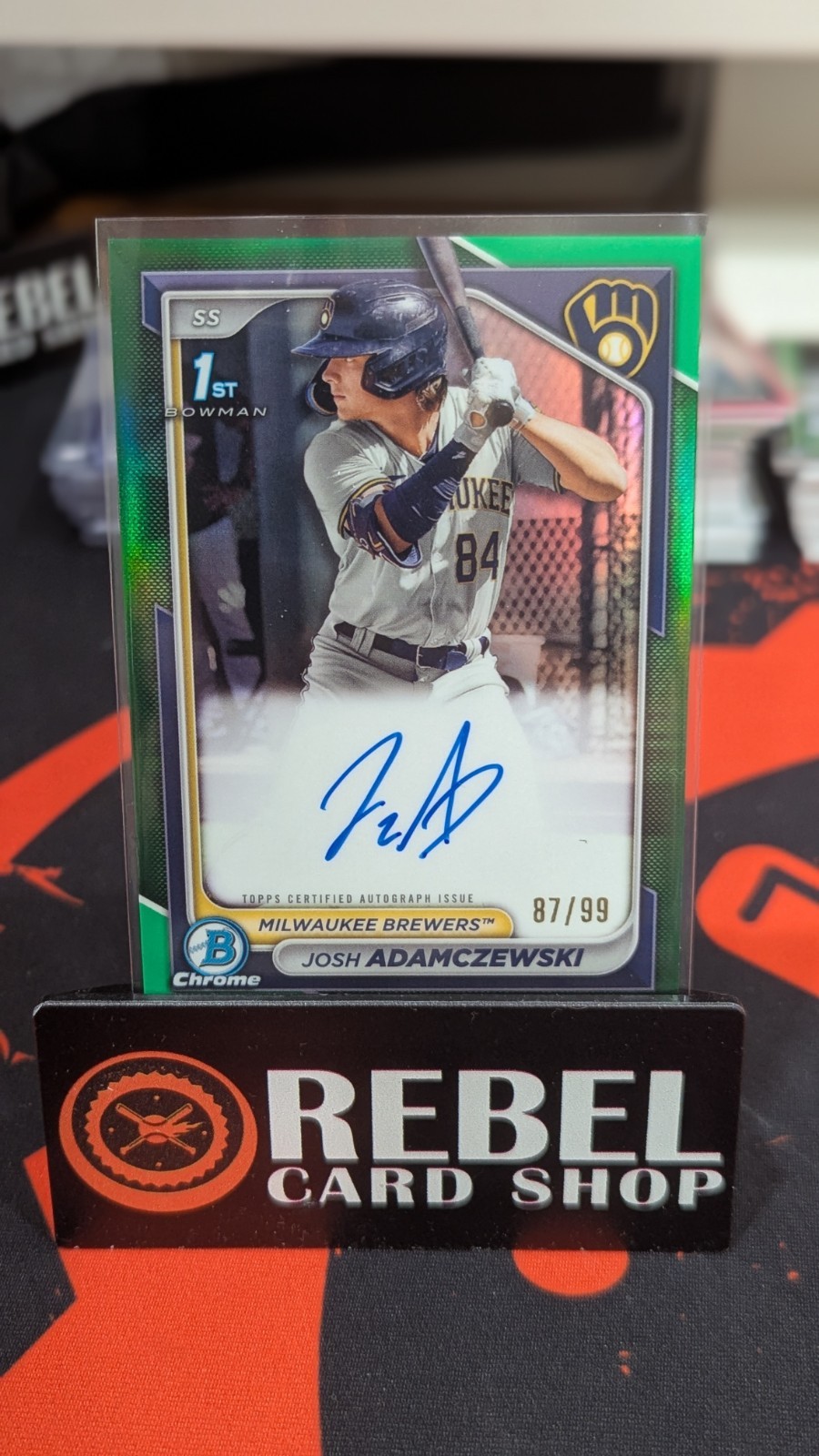 Josh Adamczewski Green Refractor Auto #/99 2024 Bowman Chrome 1st 🔥 Brewers