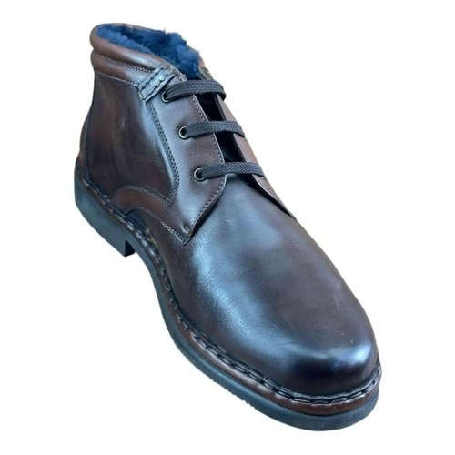 Stivali Oxford Galizio Torresi Uomo Taglia 8,5-9 Pelle Marrone Goring Bruciato Made In IT - Foto 2 di 9