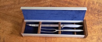 Vintage Gerber Siegfried Stainless Steel Carving Set W Box