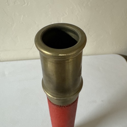 Vintage rote stoffumwickelte Messing Feuerwehrschlauch Düse braun Bros & Co. Prov RI U.S.A. - Bild 7 von 9