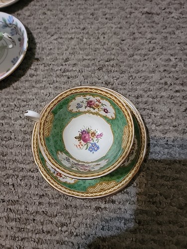 Elegant Copelands Grosvenor China England Cup And Saucer Green - Bild 2 von 6
