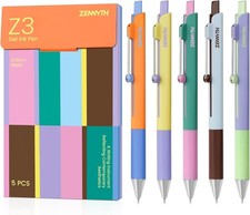 Gel Pens, 5PCS 0.5mm Fine Point Smooth Writing Black Ink Pens, Cute Color