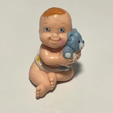1991 Galoob Magic Diaper Vinyl Baby Doll Figurine Blue Teddy Bear