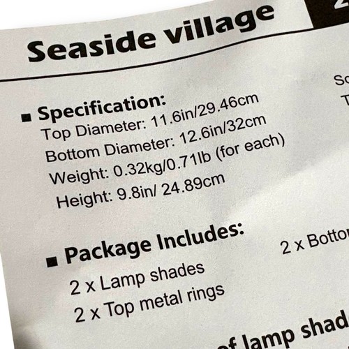 Seaside Village Medium Lampshades Set of 2 Linen Drum Beige 9.8" High 12.6x11.6 - Picture 6 of 12