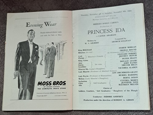 1954 D`Oyly Carte programme Gilbert & Sullivan Princess Ida Savoy Theatre - Picture 1 of 6