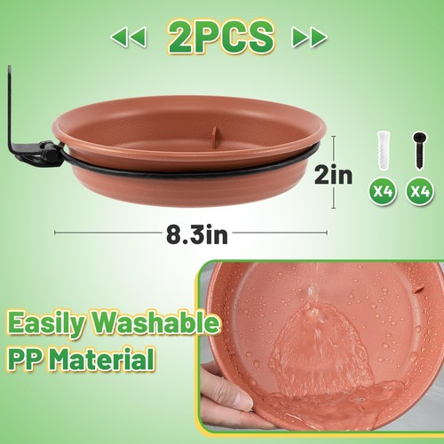 Fence Bird Feeders Tray - 2pcs Tree Mounted Wild Bird Bath for Outdoors Place... - Picture 4 of 6