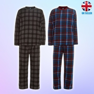 i-Smalls Herren Karo Lounge Set Super Weich Micro Fleece Flanell Karo Schlafanzug S