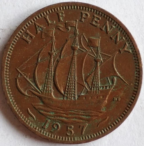 1957 Elizabeth II Half Penny — photo from another recent sale
