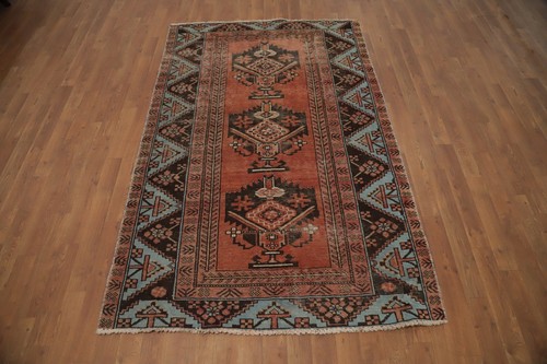Vintage Geometric Accent Rug 4x6 Hand-knotted Traditional Rust Color Carpet - Picture 4 of 16