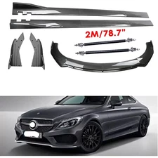 Carbon Fiber Look Front Bumper Lip Spoiler For Mercedes-Benz Side Skirt Body Kit
