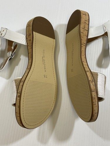 Kelsi Dagger flache Damen-Sandalen weiß Naturleder-Obermaterial Knöchelriemen 7,5 - Bild 3 von 8
