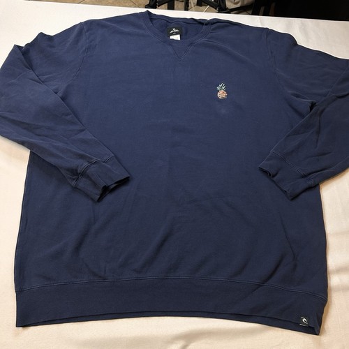 Rip Curl Sweater Mens XXL Crew Neck Pineapple Embroidered Hawaii Navy Blue - Picture 1 of 6
