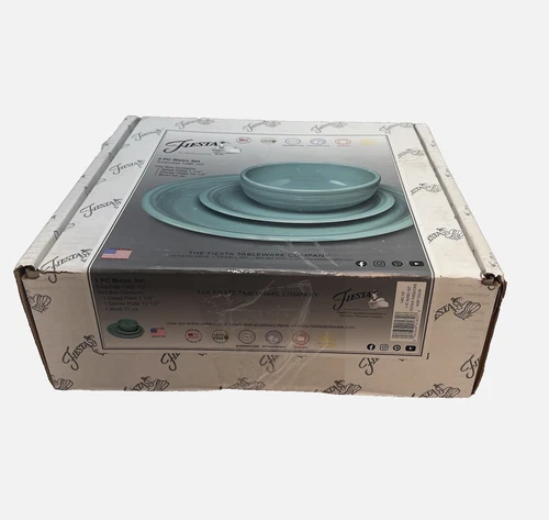 Fiesta Bistro 3 Piece Place Setting in Turquoise w/ Original Box Made In USA