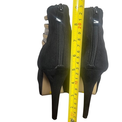 FERESHTE schwarz/gold Riemchen Plateau Absatz offene Zehenpartie Stiletto Abend Party Schuhe - Bild 4 von 7