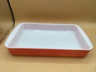 Vintage PYREX Pink White  Baking Dish 2 QT 232 12 x 7.5 x 2"  Handle Casserole