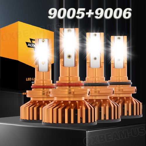 AUXBEAM 9005 High & 9006 Low Beam LED Combo Headlight 4 Bulbs Super Bright White - Picture 18 of 21