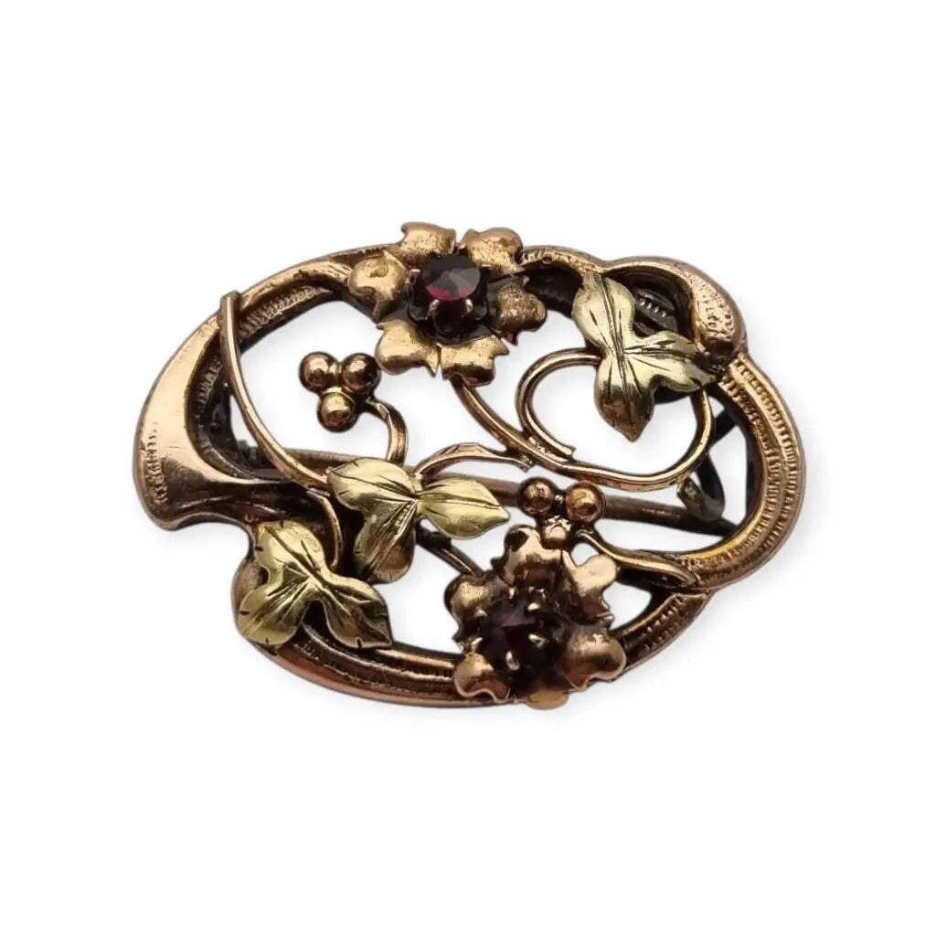 Broche Ancienne Oiseau Argent Massif Marcassites Grenat - Vers 1900 - André Kauffer? - Occasion