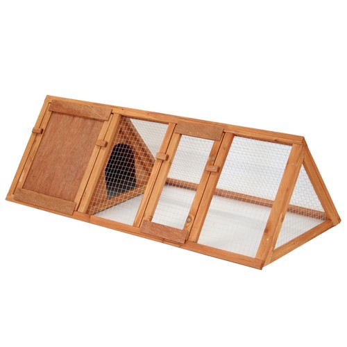 NEW! Wooden Outdoor Triangle Rabbit Guinea Pig Pet Hutch Run Cage - Picture 2 of 10