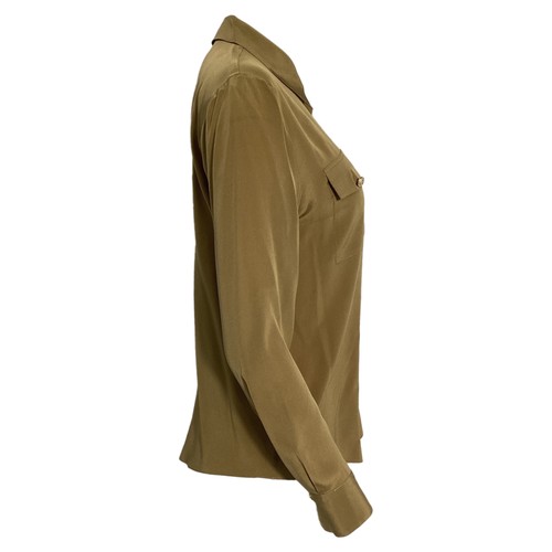 Balmain Embellished-Button Long Sleeve Shirt In Silk Women Green Size 38 - Picture 3 of 5