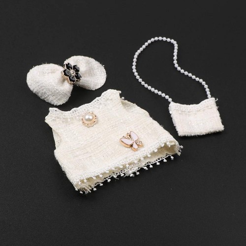 17cm Mini Doll Clothes Set Plaid Skirt Black Dress Outfit Cute Accessories Gift - Picture 11 of 27