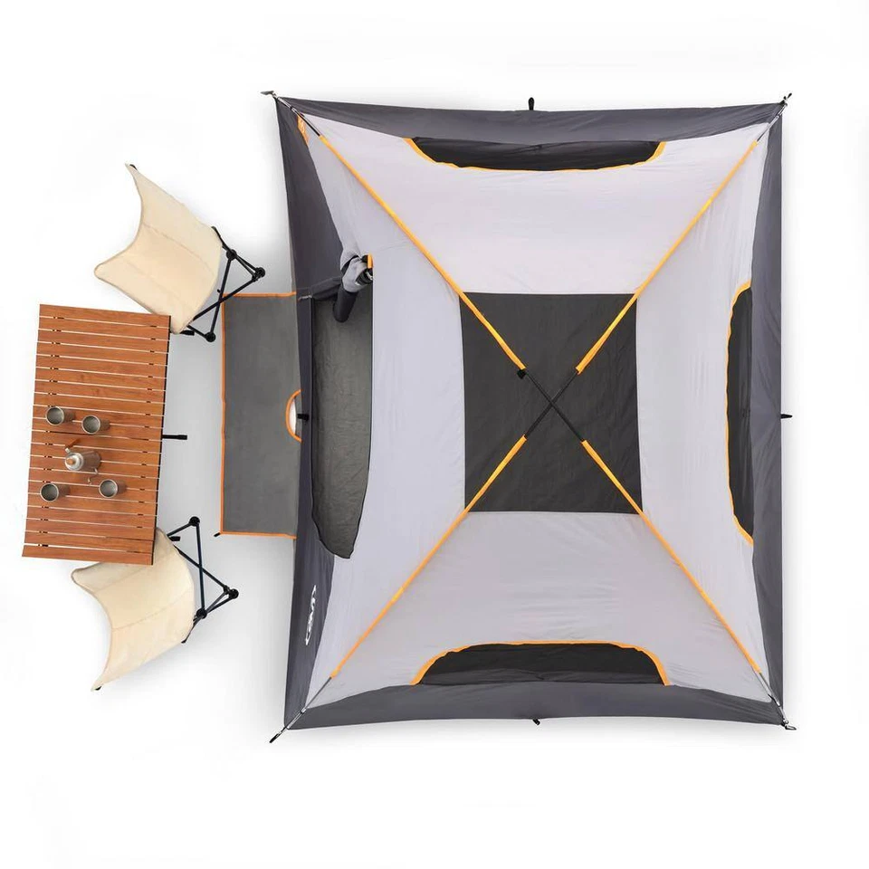 ¿Carpa de camping gris para 6 personas? poliéster con pantalla porche para acampar al aire libre Foto 4 de 4