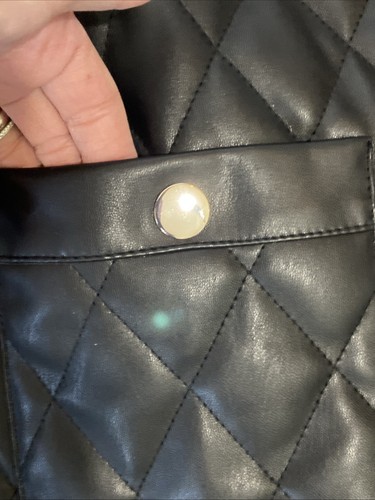 Anne Klein Womens M Jacket NWT Black Faux Leather Quilted Moto Classic Essential - Picture 14 of 16