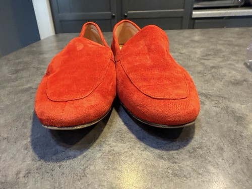 J. CREW Mujer Naranja Gamuza Cuero Zapatos Mocasines Sin Cordones Planos Talla 10 - Imagen 4 de 11