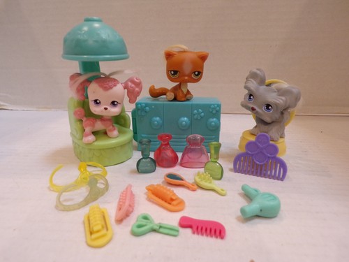 Littlest Pet Shop~#225~Pudel~rosa Haare~#226 Katze~gelbe Haare#227~Hund~Luxus Salon - Bild 1 von 6