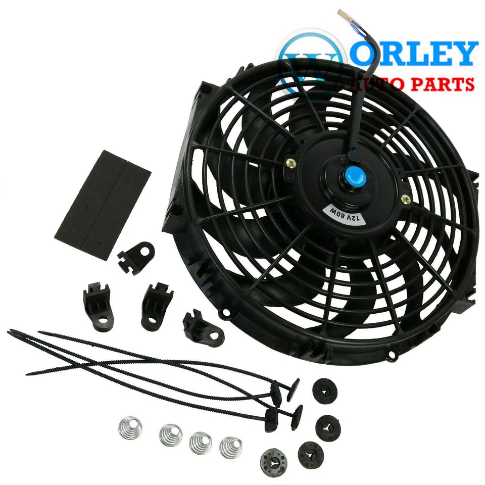 Universal Two 10 inch 12V volt Electric Cooling Fan Thermo Fan + Mounting kits - image 3 of 4