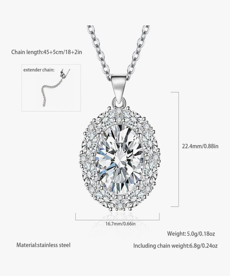 Collar Cadena Acero Inoxidable Con Circonia Blanca Elegante Regalos para Mujeres Foto 2 de 4