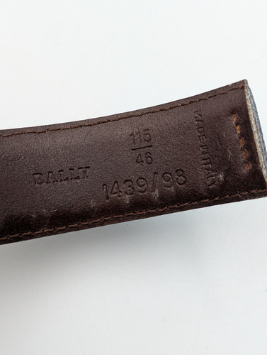 Bally Men's Belt Gold Buckle Black Leather Nero Noce Size 46" - Picture 6 of 6