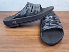 OOFOS OOahh Sport Flex Slide Recovery Sandals Black/Gray Camo M8/W10 EU 41