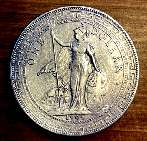 1900-Britain-Trade dollar-Oriental border-Circulated -in airtight