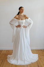 Chiffon Wedding Dresses Long Sleeves Off the Shoulder A Line Bridal Gowns