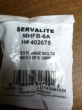 HEX FLANGE BOLT GRADE 10.9, M6 X 12MM 1.00 PITCH ZINC PLATED STEEL PACK OF 10