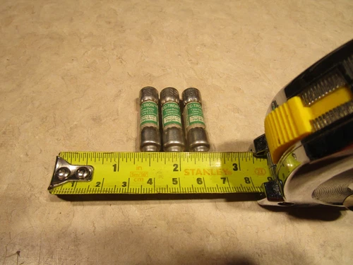 LOT OF 3 BUSSMANN FUSETRON FNQ-R-1/2, 1/2A, 600VAC CLASS CC FUSES, T0183